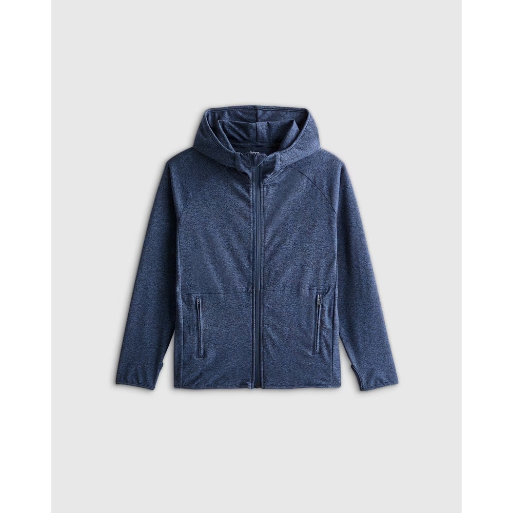 Quince Flowknit Performance Zip Hoodie Heather Navy‎ Large New With Tags